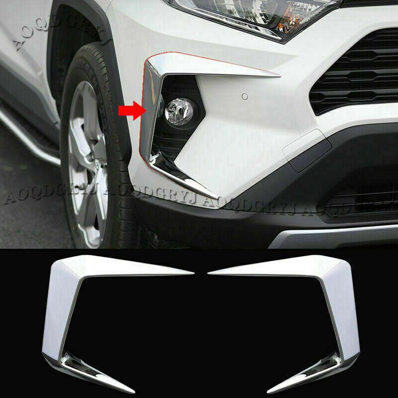 for Toyota RAV4 2019-2023 Chrome Exterior Front Fog Light Lamp Eyebrow Cover 2P