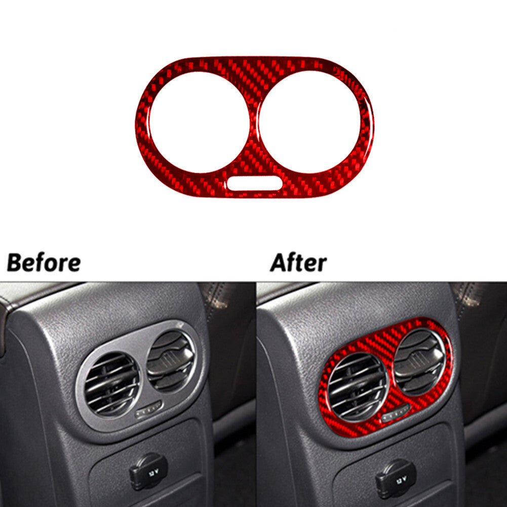 Red Carbon Fiber Rear Exhaust Air Vent Cover Trim for Volkswagen for Tiguan 2013-17