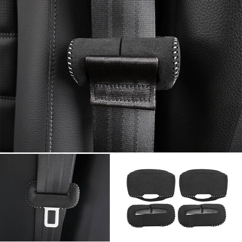 for Honda CRV CR-V 23-2024 Black Suede Leather for Seat Belt Adjustment Cover Trim