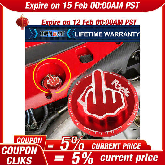 RED Aluminum Screw-In Middle Finger Oil Filler Tank Cap Valve Decor Trim Cover