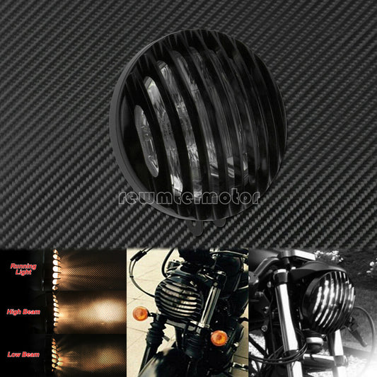 6.5 Motorcycle Headlight Running Grill Cover Fit for Harley Cafe Racer Chopper