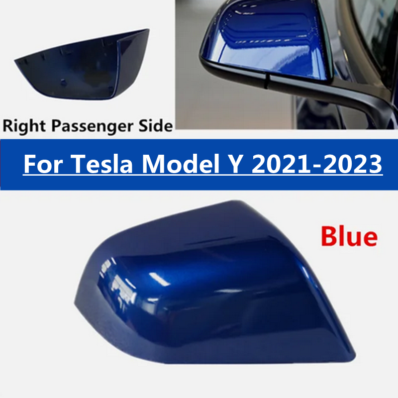 Blue Right Passenger Side Mirror Rearview Cover for Tesla for Model Y 2021-2023