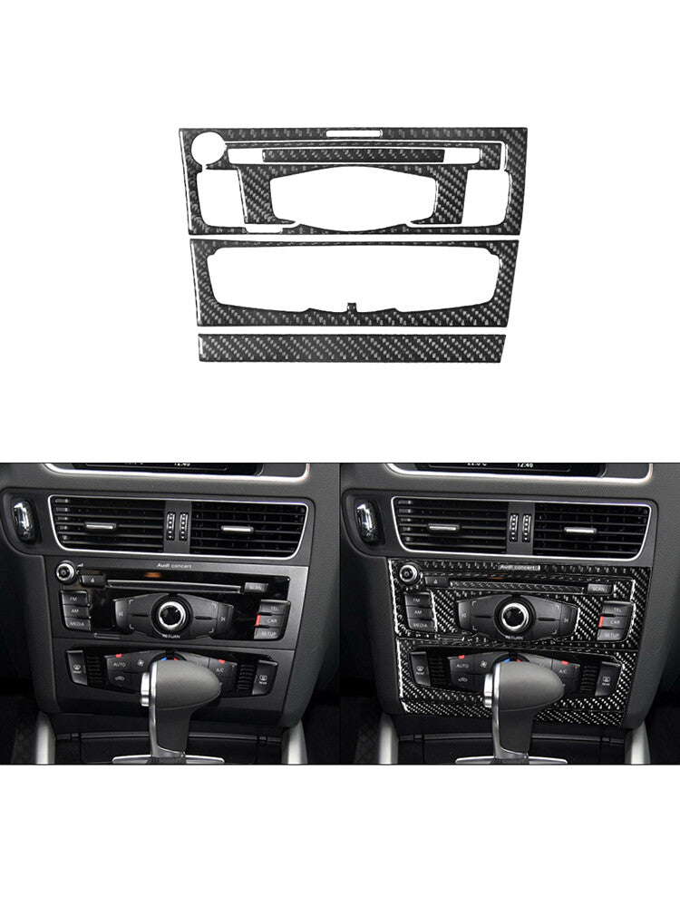 5Pcs CD Player Radio Air-Con Trim Cover TYP-B Carbon Fiber for Audi Q5 2009-2017