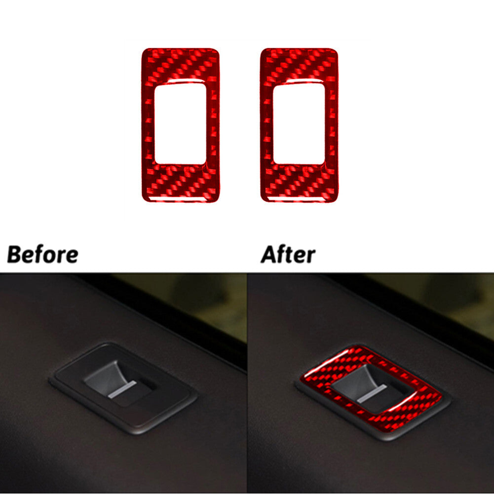 Red Carbon Fiber Rear Window Lift Panel Trim For Land for Range Rover Sport 2014-17