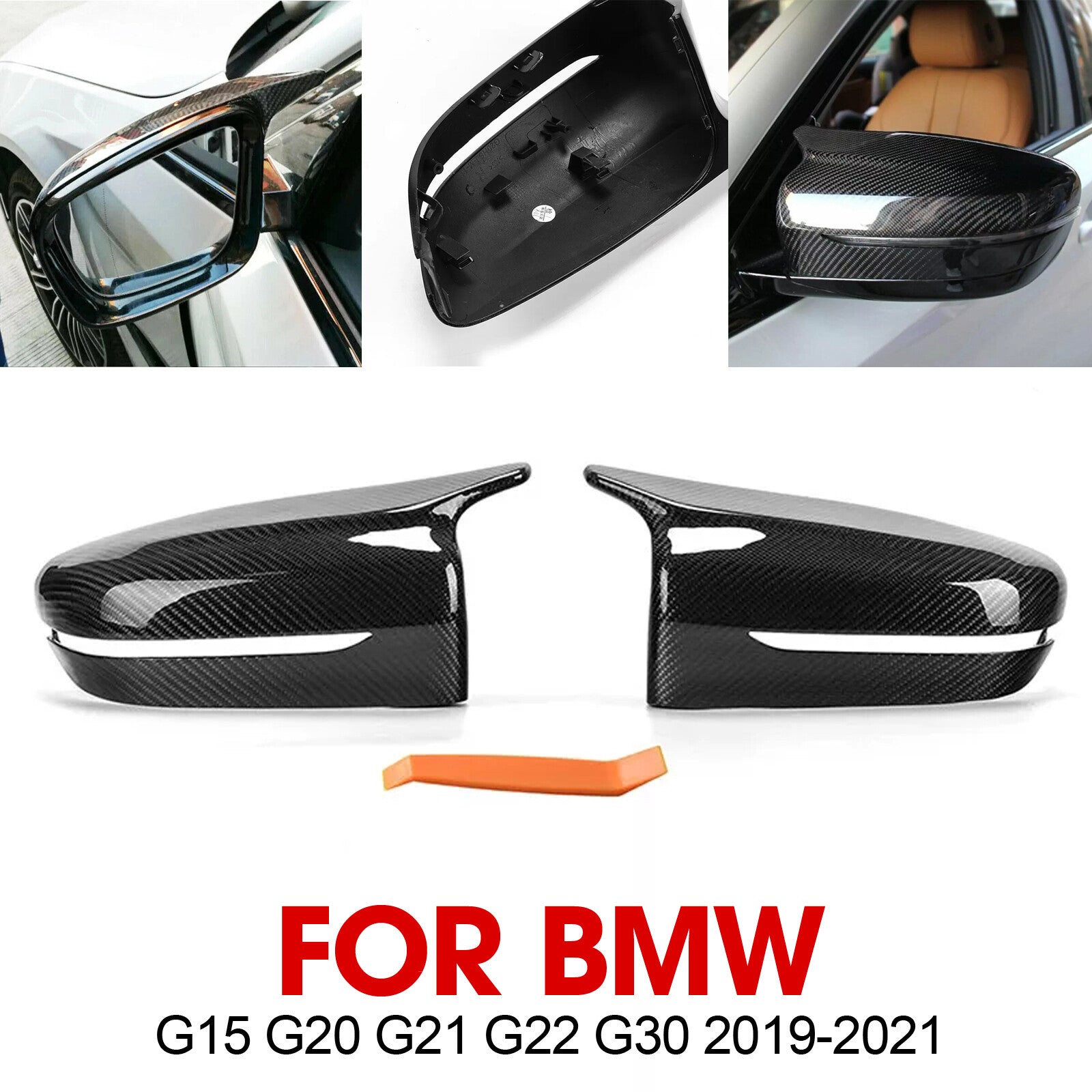 2X fit 19-21 for BMW G15 G20 G21 G22 G30 Real Carbon Fiber Side Mirror Cover Cap AP
