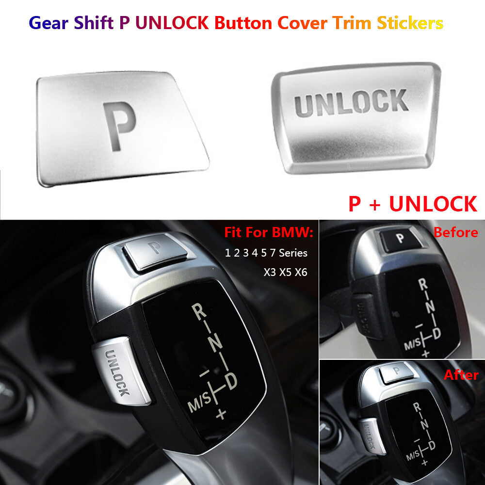 for BMW X5 X6 E70 E71 X3 1 2 3 4 Gear Shift Knob P UNLOCK Button Cover Trim 2x