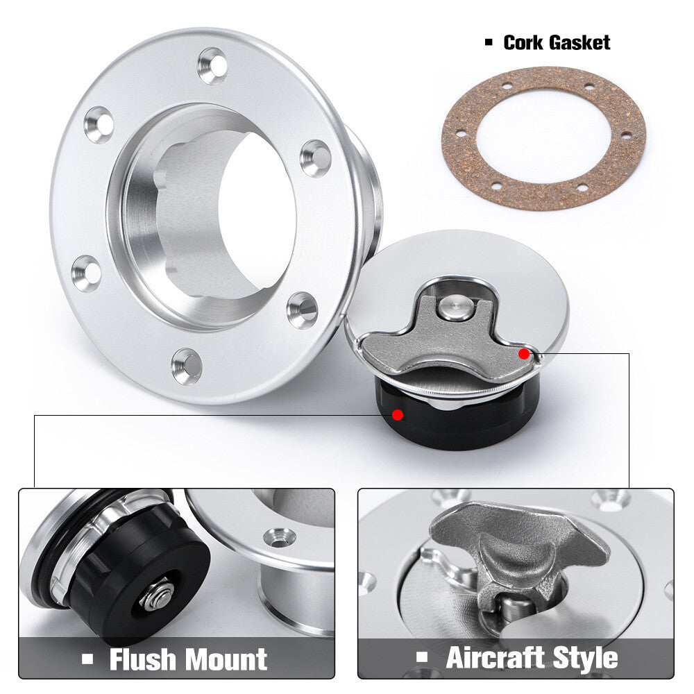 Billet Aluminum Aircraft Style Fuel Cell Gas Cap With 6 Hole Anodized ID. 64MM