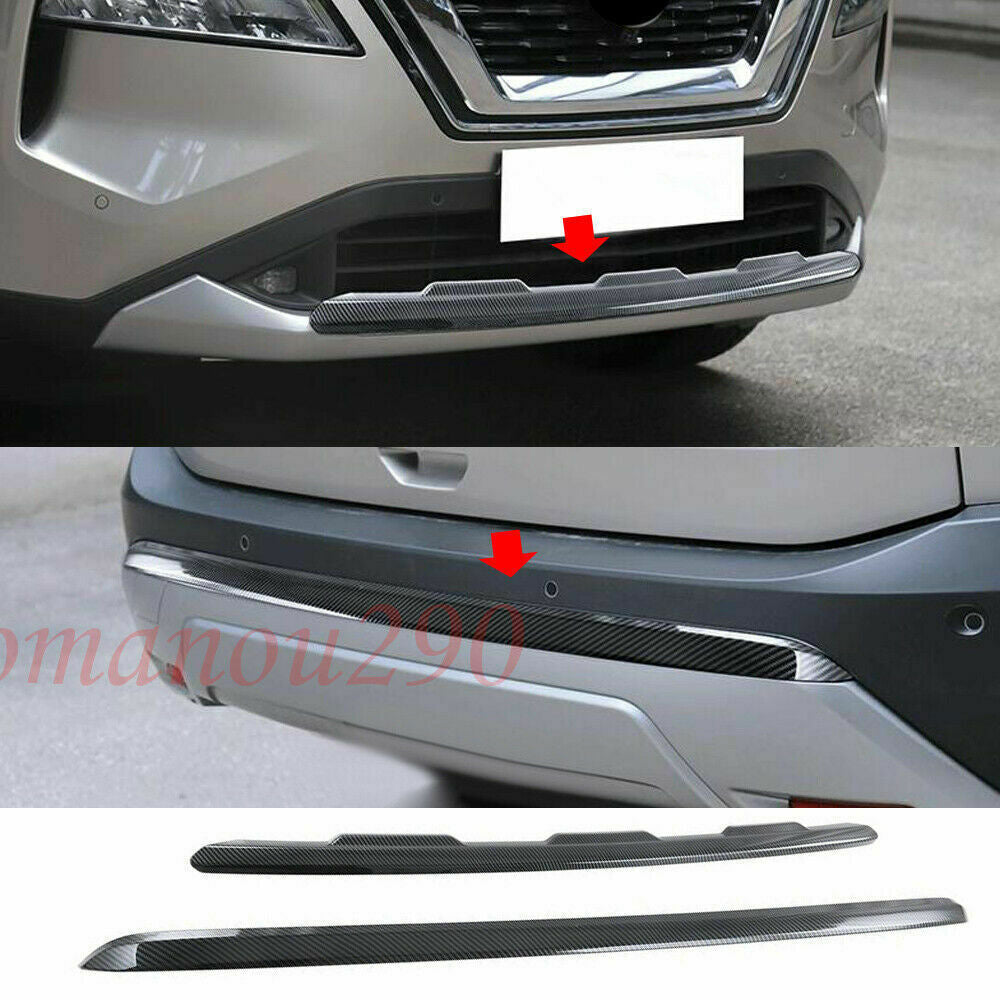 for Nissan Rogue 2021-2023ABS Carbon Fiber FrontRear Bumper Molding Cover Trim