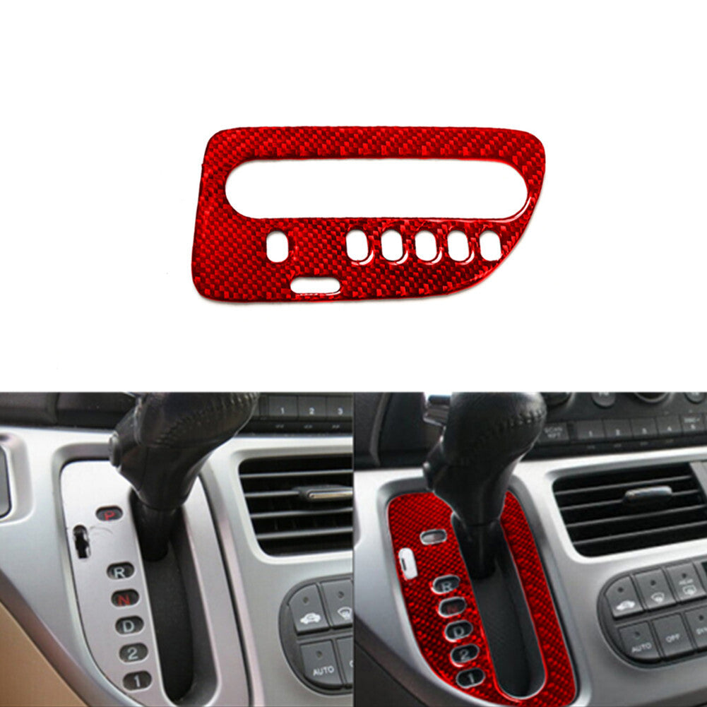 Red Carbon Fiber Interior Gear Shift Panel Cover Trim for Honda Odyssey 2005-10