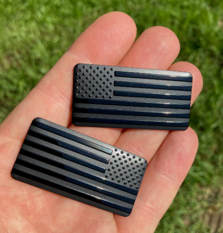 2-inch Car Side Fender Rear Trunk Badge Sticker American Flag Black for Chevrolet 2-Piece