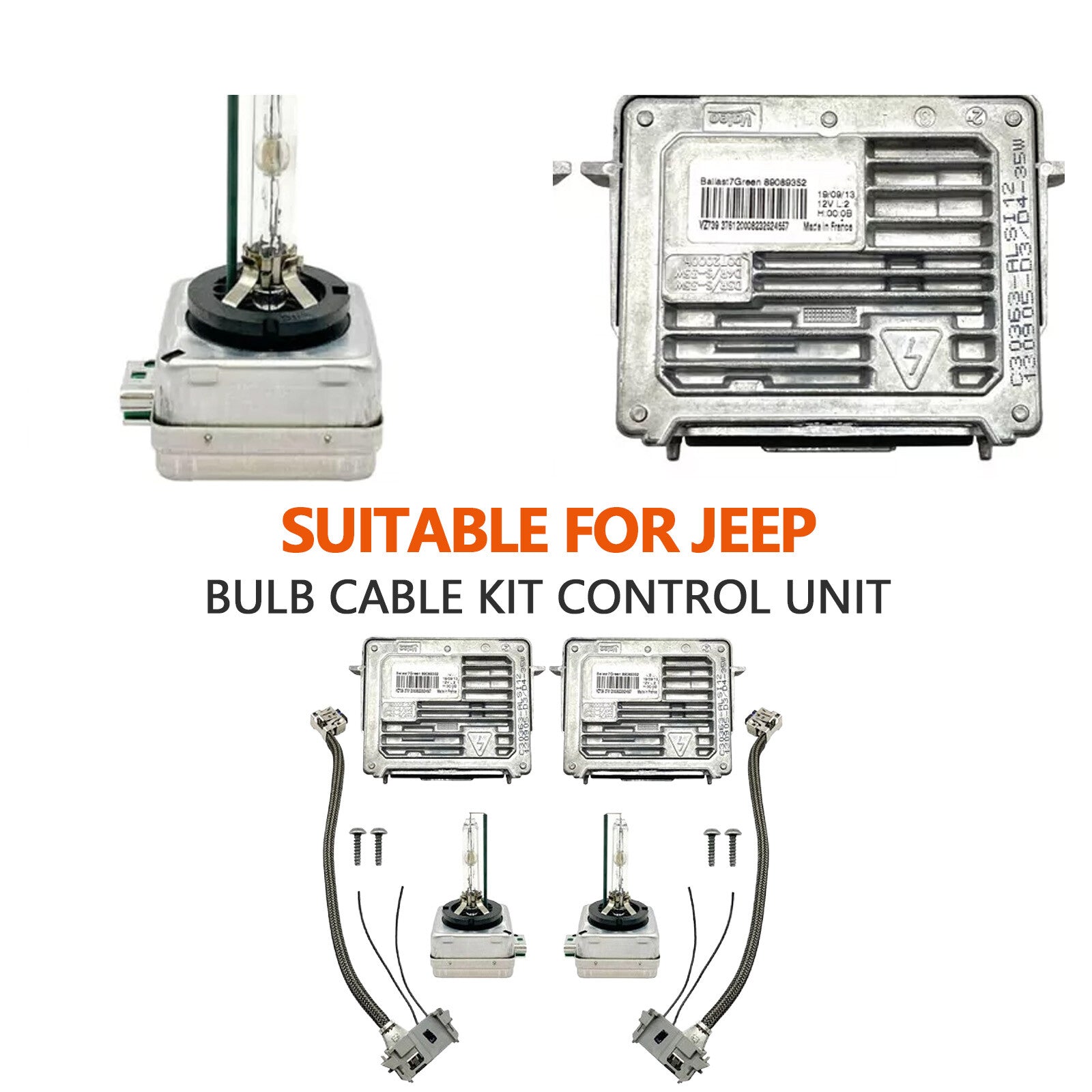 2 Original Equipment Manufacturer (OEM) 14-20 for Jeep Grand Cherokee Xenon Ballast and D3S Bulb Wiring Kit Control Unit