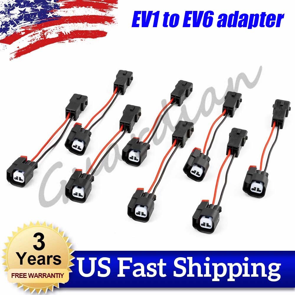 8-Piece Fuel Injector Connector Adapter Kit for EV1 to EV6/EV14 USCAR LS1 LS2 LS3 LSX LT1