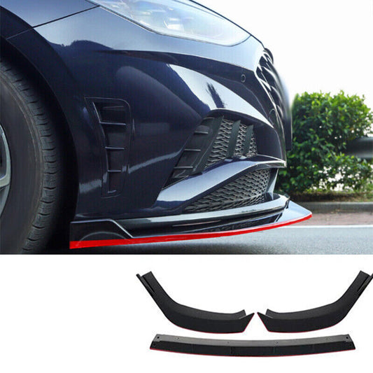 for Hyundai Sonata 2020-2023 Black Red Front Bumper Lip Spoiler Splitter 3PCS