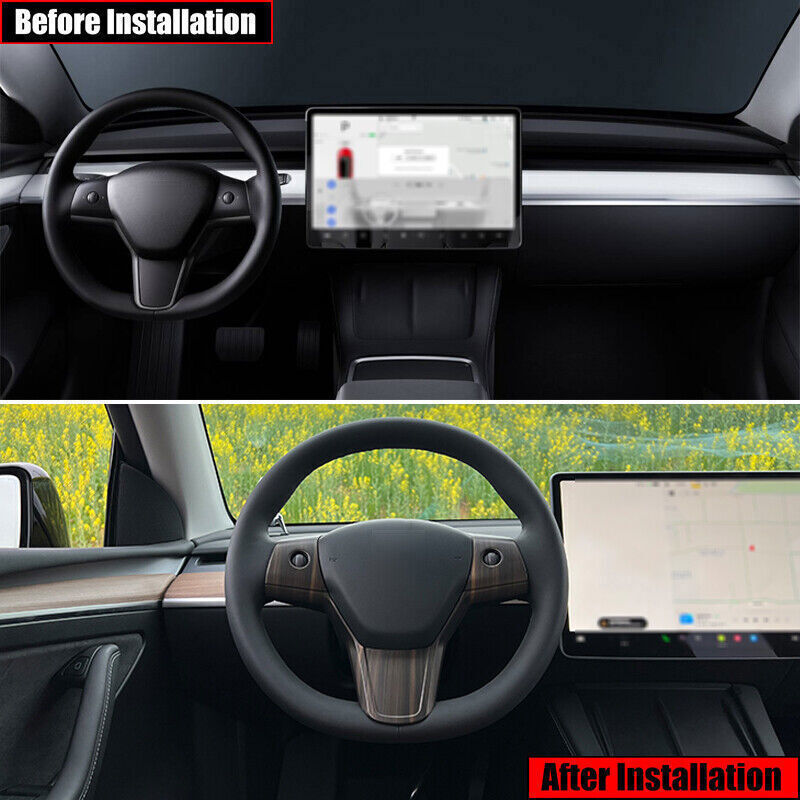 for Tesla Model 3/Y 2017-2023 Matte Wood Grain Steering Wheel Switch Cover Trim