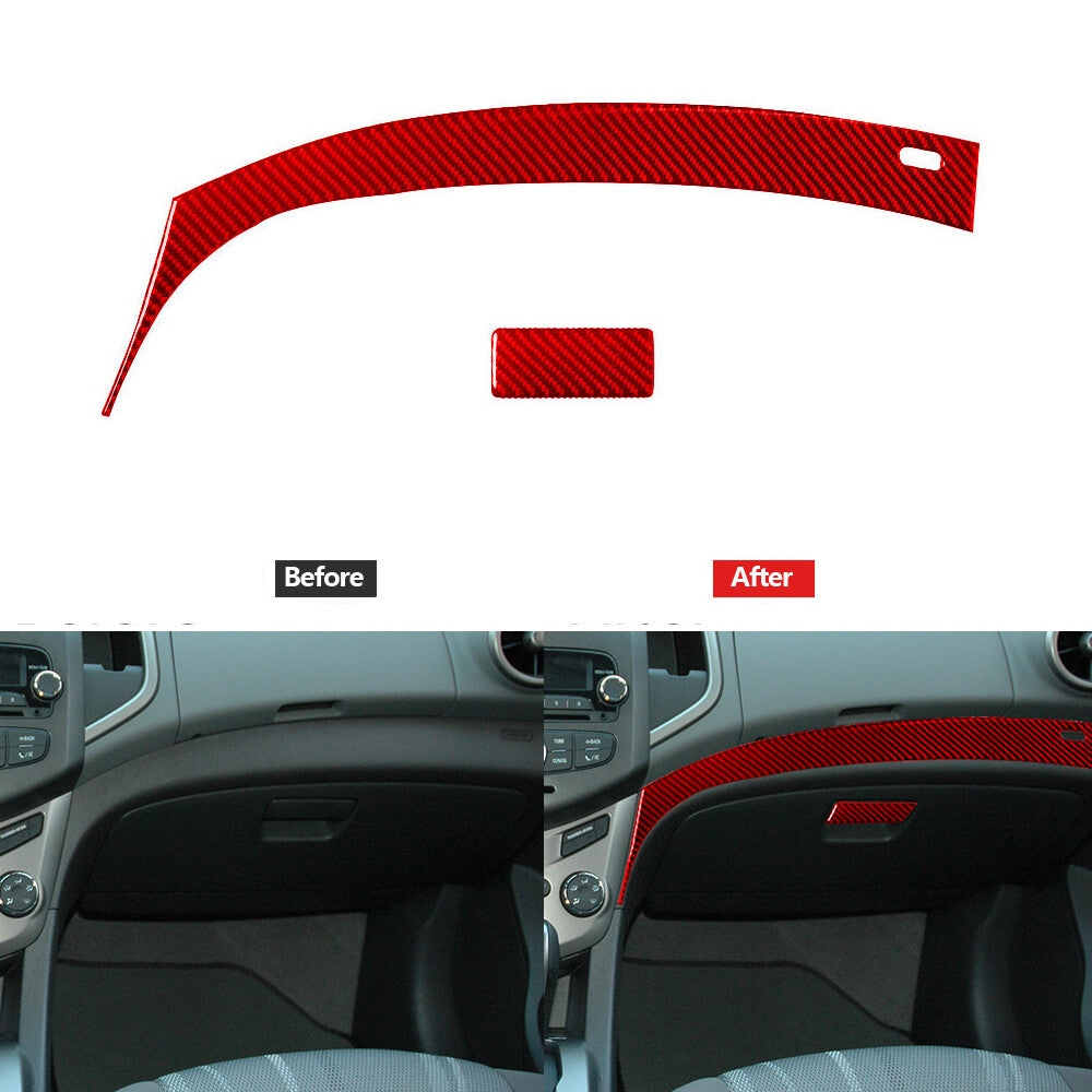 Red Carbon Fiber Glove Box Decorative Trim Cover for Chevrolet Sonic 2012-2016