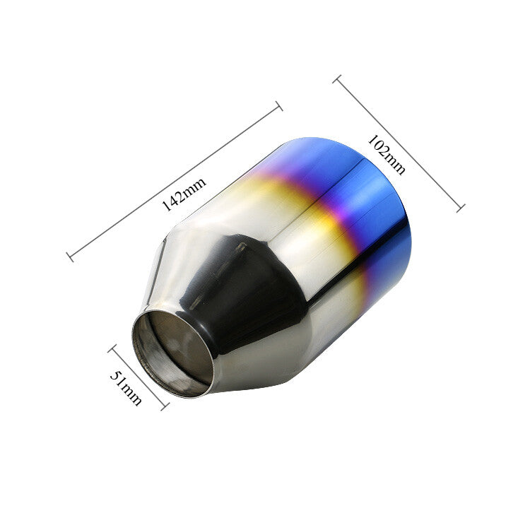 Universal 2 ID 4 OD Exhaust End Tips Muffler Blue Tip Rolled 142mm Straight