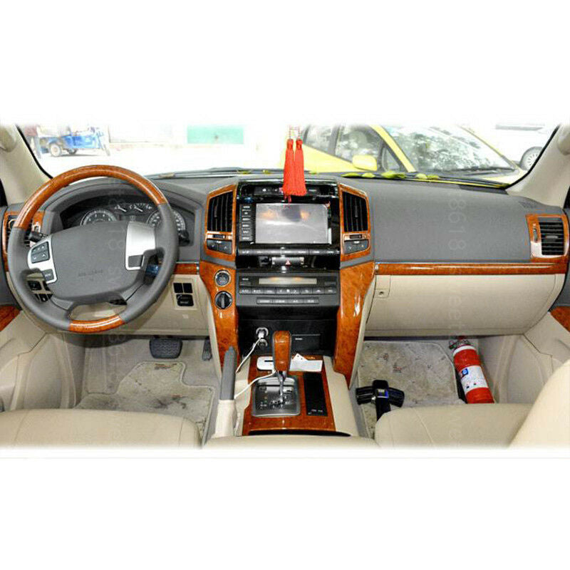 19X Wood Grain Full Dash Trim Set Cover for Toyota for Land Cruiser LC200 2008-2015