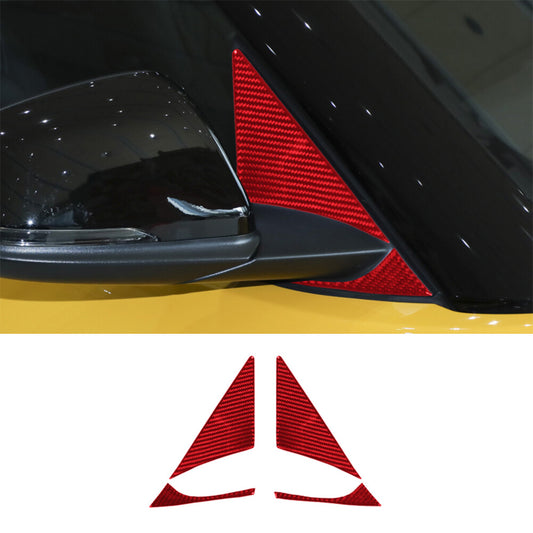 4Pcs Red Carbon Fiber Front Window A-Pillar Triangle Cover Trim for Toyota Supra
