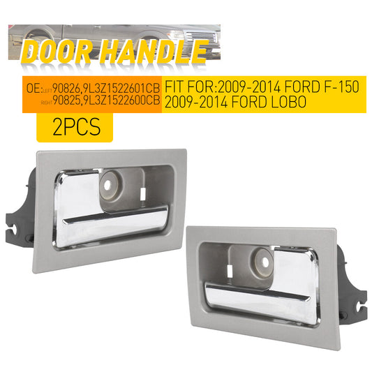 Suitable for 09 - 14 F150 interior door handles, driver and passenger side, platinum chrome alloy.
