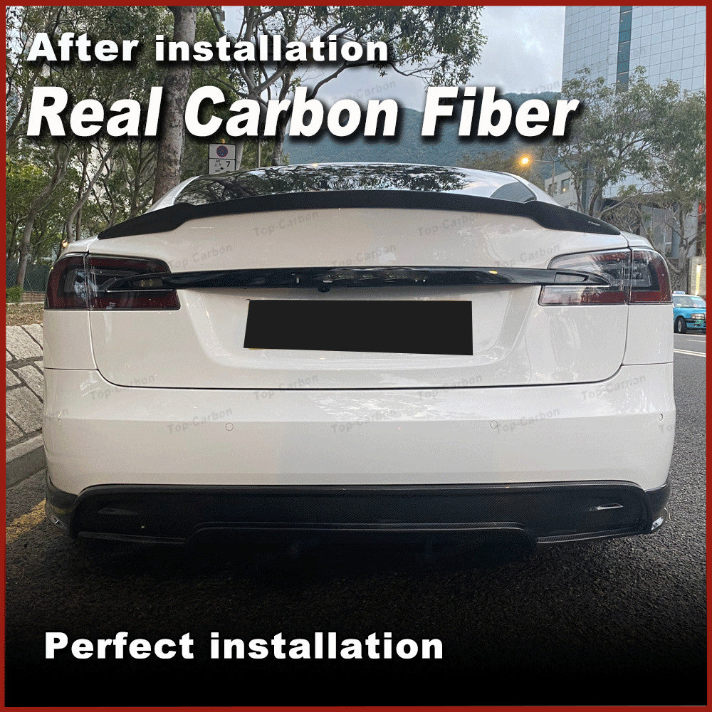 REAL CARBON Rear Bumper Diffuser Spoiler Lippe Fit for Tesla for Model S 2012-2015