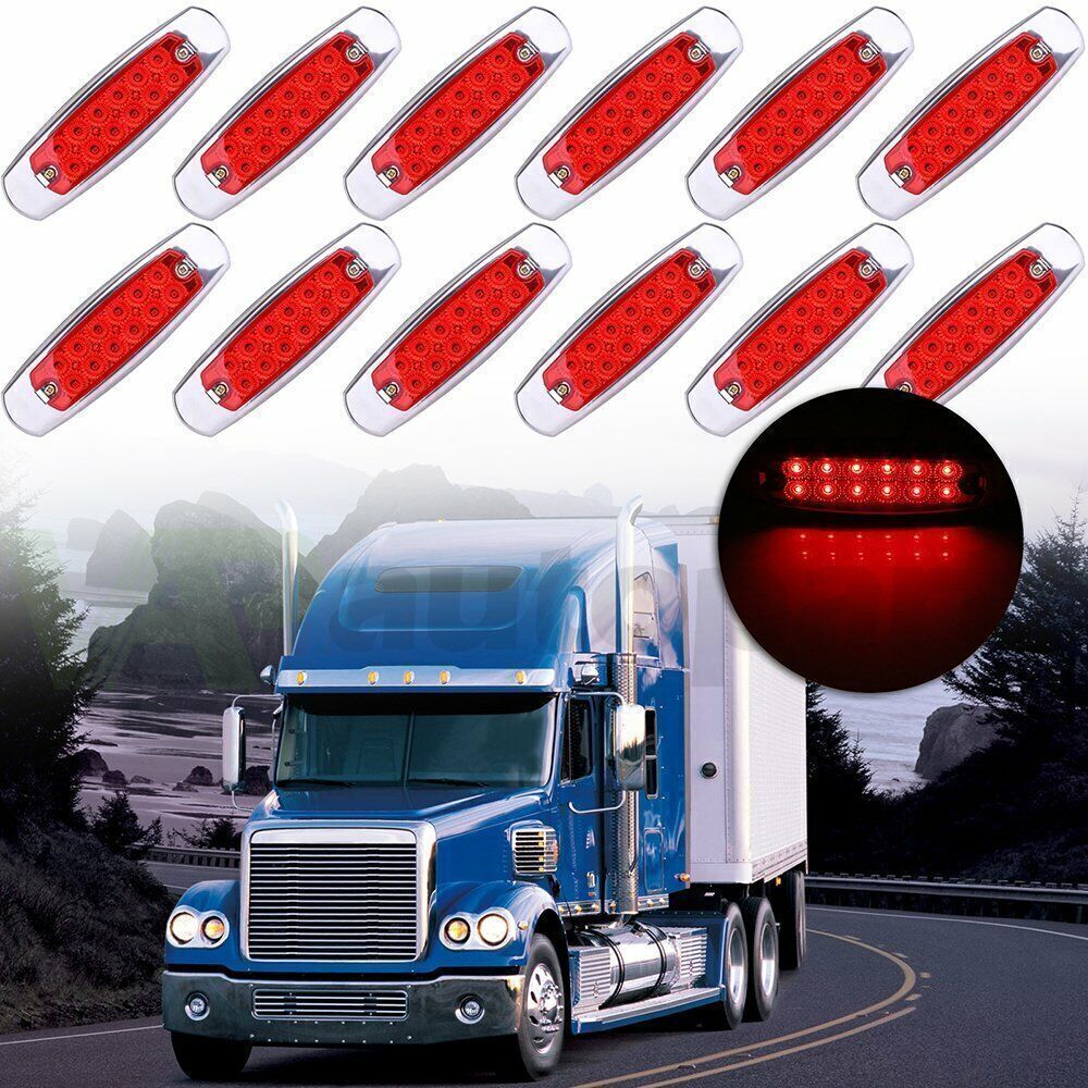 10pcs 12V Red Clearance Lights Side Marker Lights Trailer TRUCK LORRY LAMP 12LED