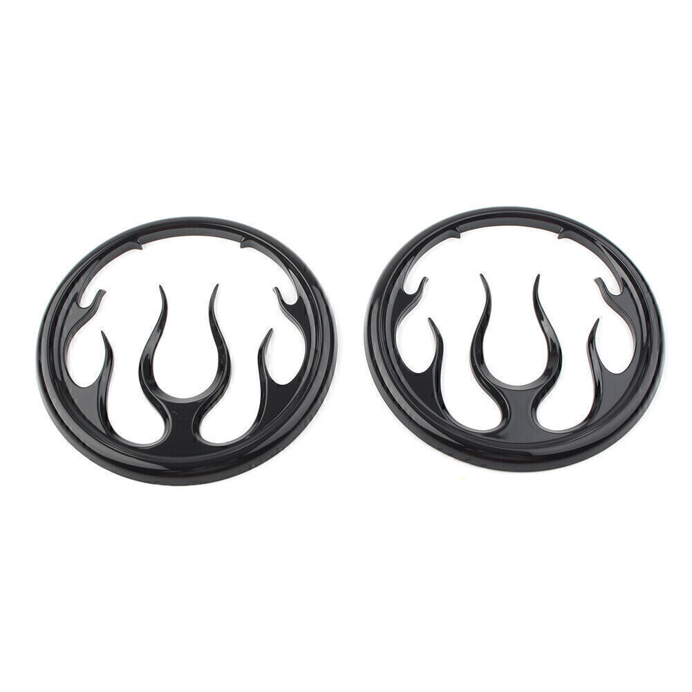 Black Flame Speaker Grill Accent Trim Cover Fit for Harley Electra Street Glide Tri