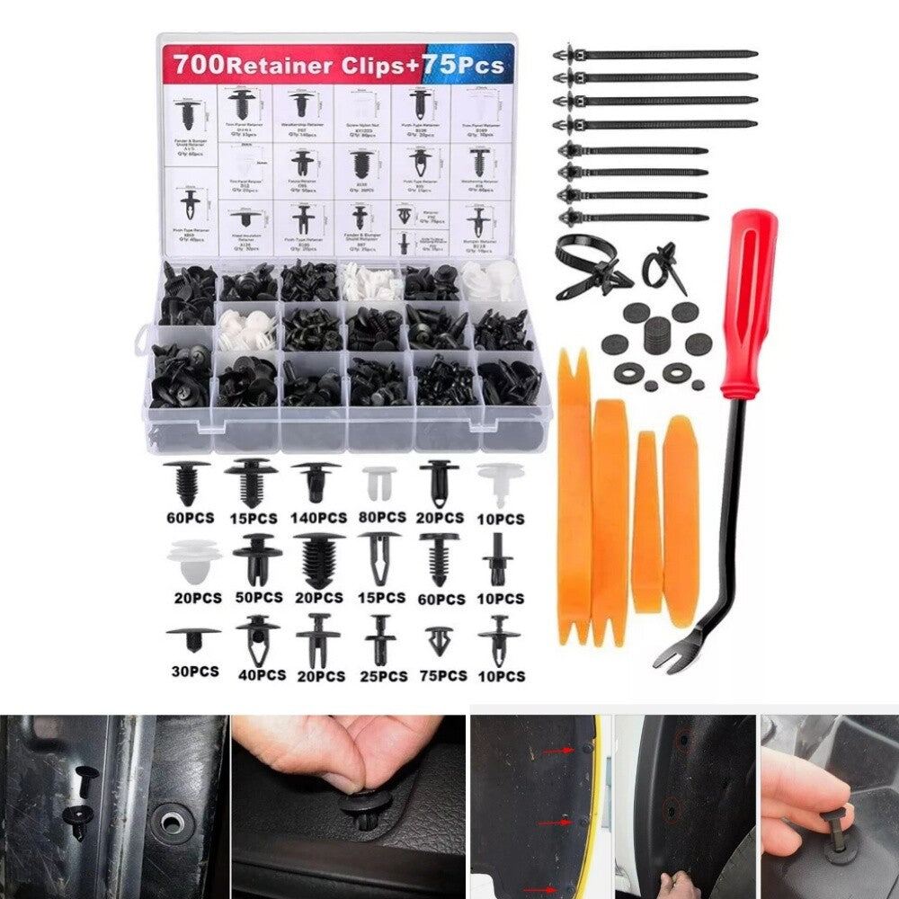 775PCS Car Body Door Fender Push Pin Rivet Trim Panel Fastener Clip Moulding Set