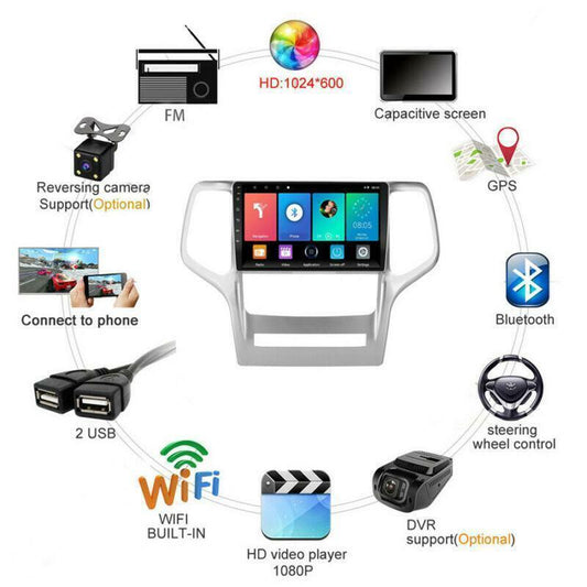2011-2013 for Jeep Grand Cherokee 9 Android 10.1 Car Stereo Radio GPS NAVI WiFi