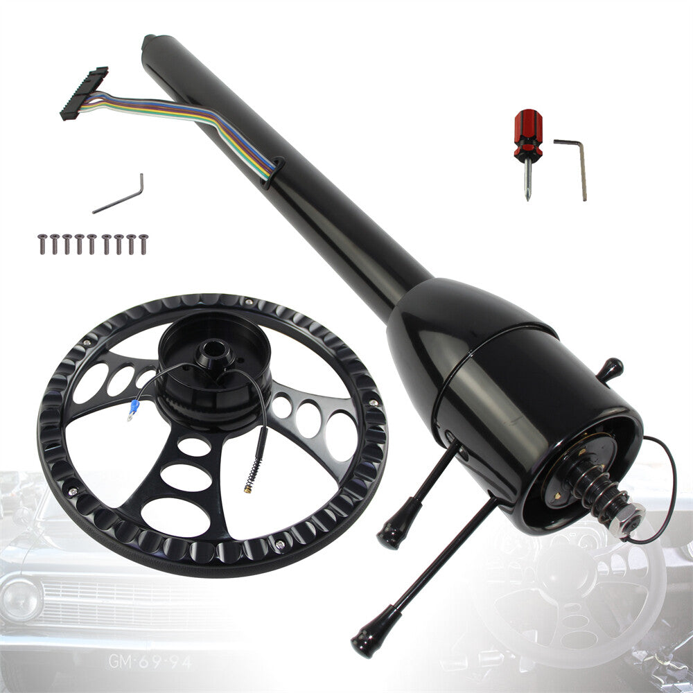 Universal GM 30'' Tilt MT Manual Steering Column w/9 Bolt Steering Wheel Black