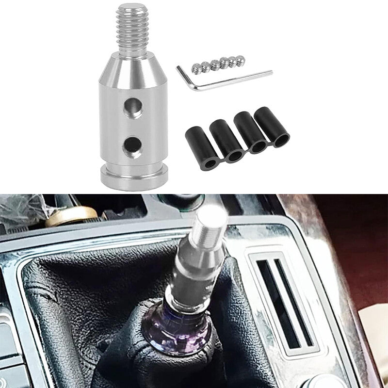 Silver Car Gear Shift Knob Adapter for Non Threaded Shifter M10 x 1.5 Universal