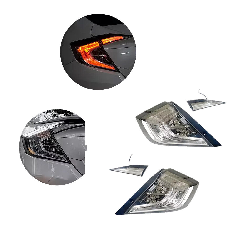 Crystal Clear Lens LED Tail Lights For Sedan 2016-2021 10th Gen