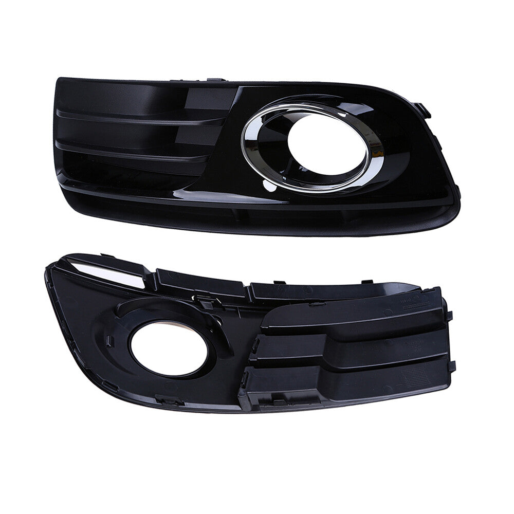 2-piece front bumper fog light protector frame and side grille cover for 2013-17 for Audi Q5, black.