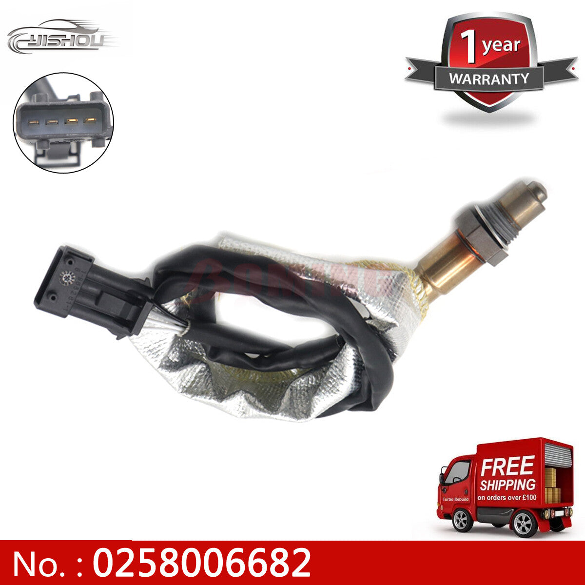 O2 oxygen sensor suitable for Volvo C30, C70, S40, S60, S80, V50, V70, XC70, XC90. 0258006682. new.