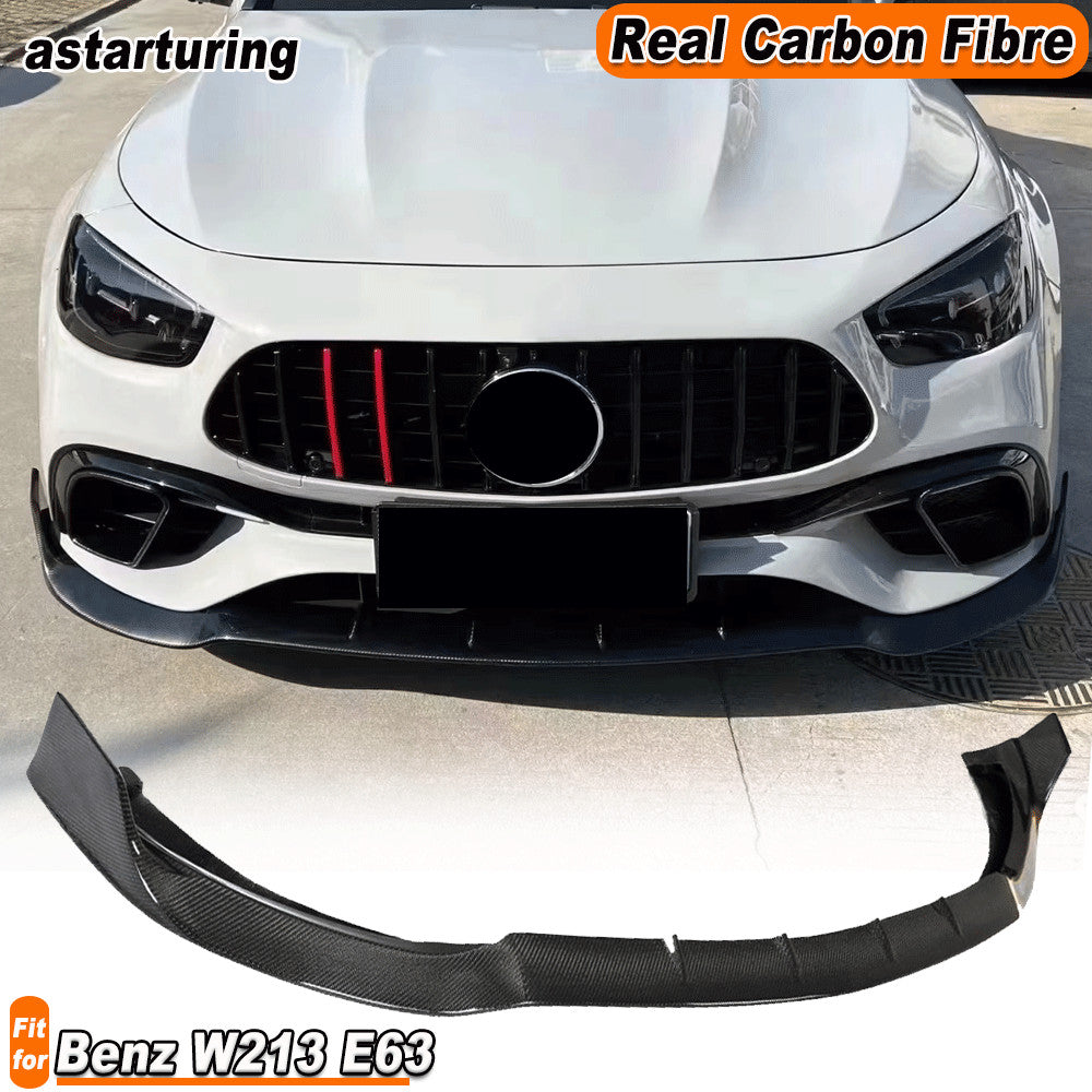 Fit for Benz W213 E63AMG 2021-2024 REAL CARBON Front Bumper Lip Spoiler Splitter