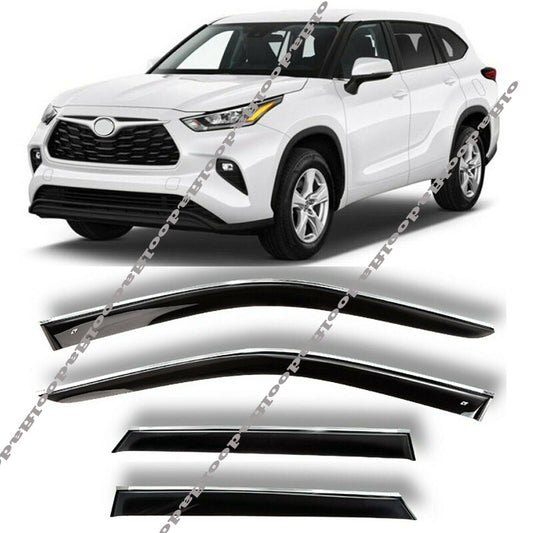 for Toyota Highlander 2020-2023 Chrome Trim Window Visors Guard Vent Deflectors