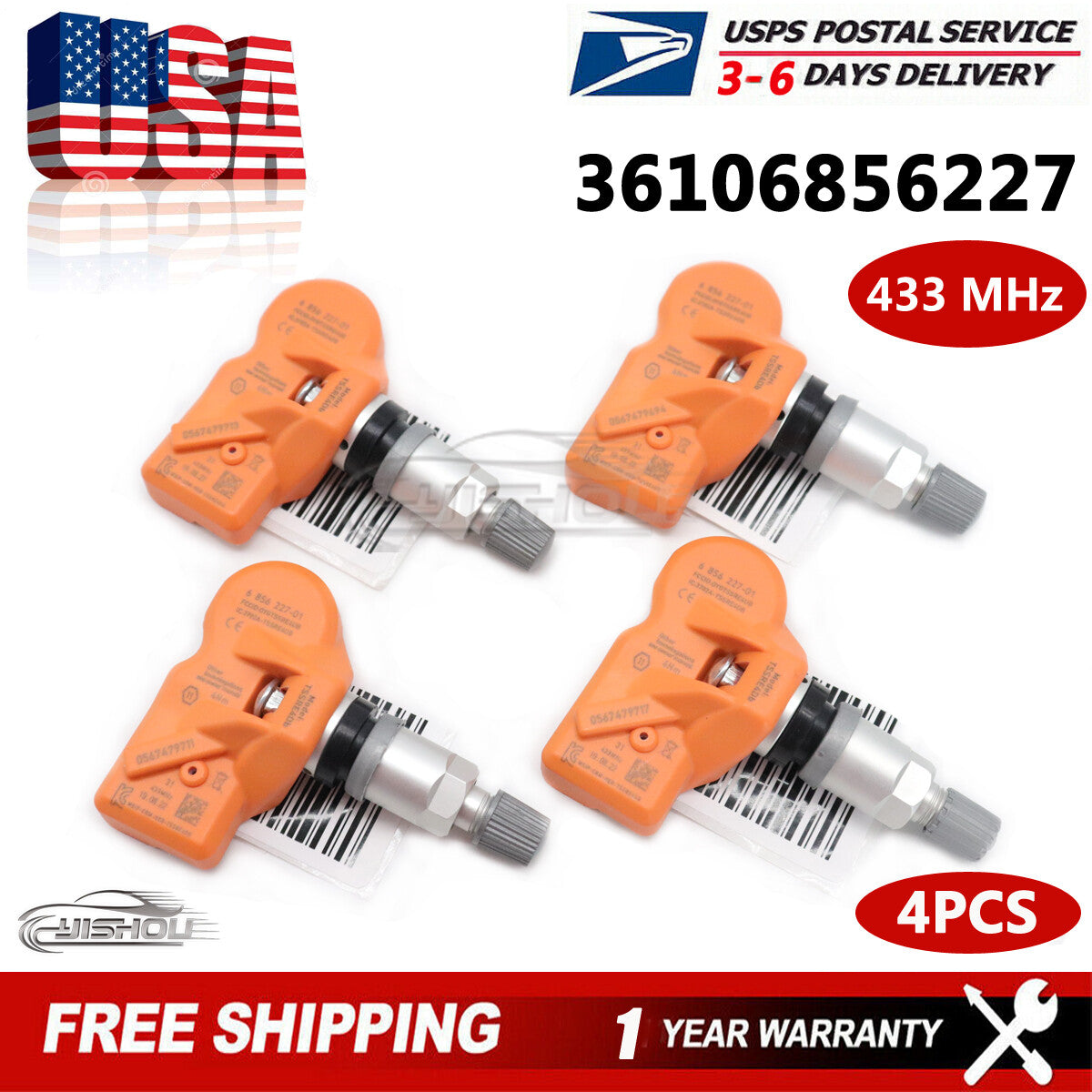 Set of 4 36106856227 NEW Tire Pressure Sensor TPMS for BMW for Mini TPMS 433MHz