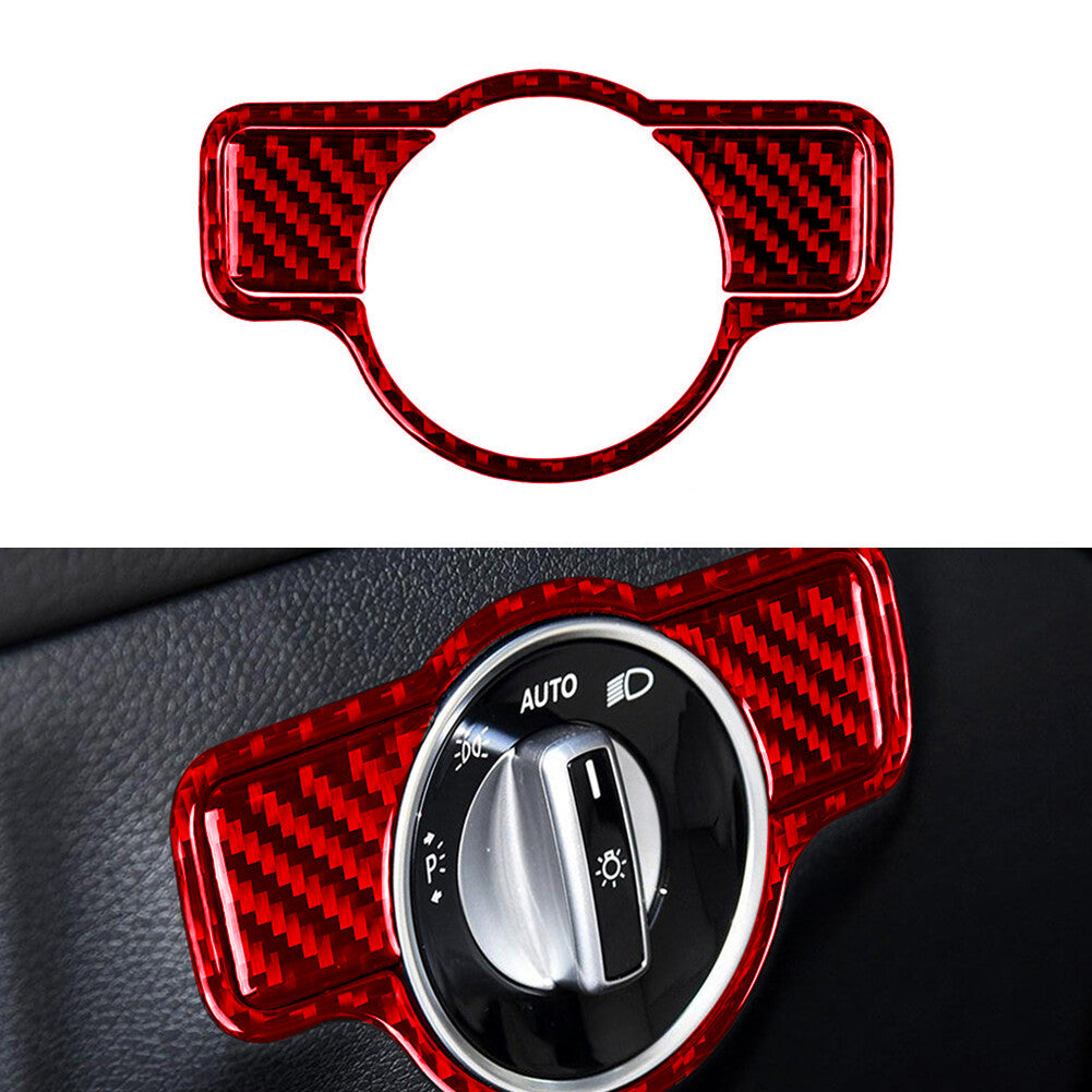 for Mercedes-Benz ACE CLA GLA GLK Red Carbon Fiber Headlight Button Trim B
