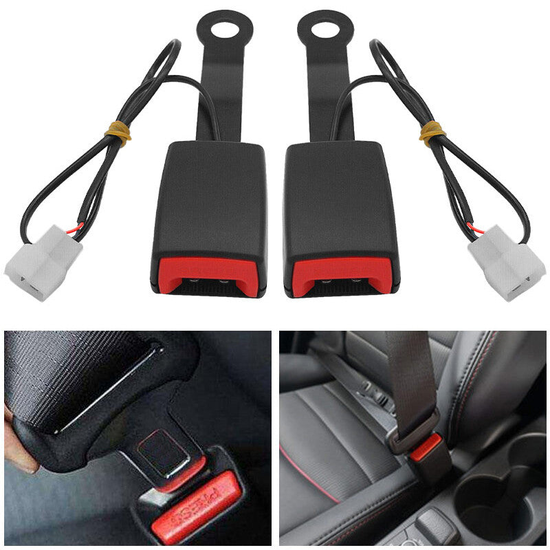 2PCS Car for Seat Belt Buckle Padding Socket Plug Connector w/Warning Cable Black