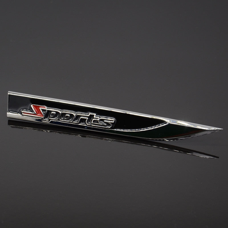 2x Sports Car Blade Dagger Sticker Badge Emblem Decal Landmarks Metal Mark Decor