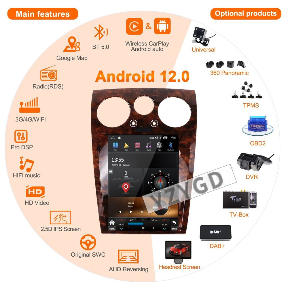 for Bentley for Continental GT 2004-2011 Carplay Car Radio 2Din Receiver 32GB Screen