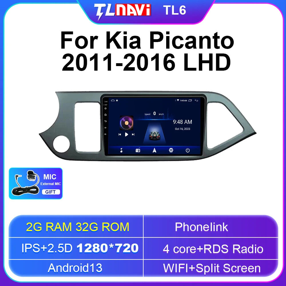 LHD 32G for KIA Picanto Morning 2011-2016 GPS Screen Car Radio Multimedia Player