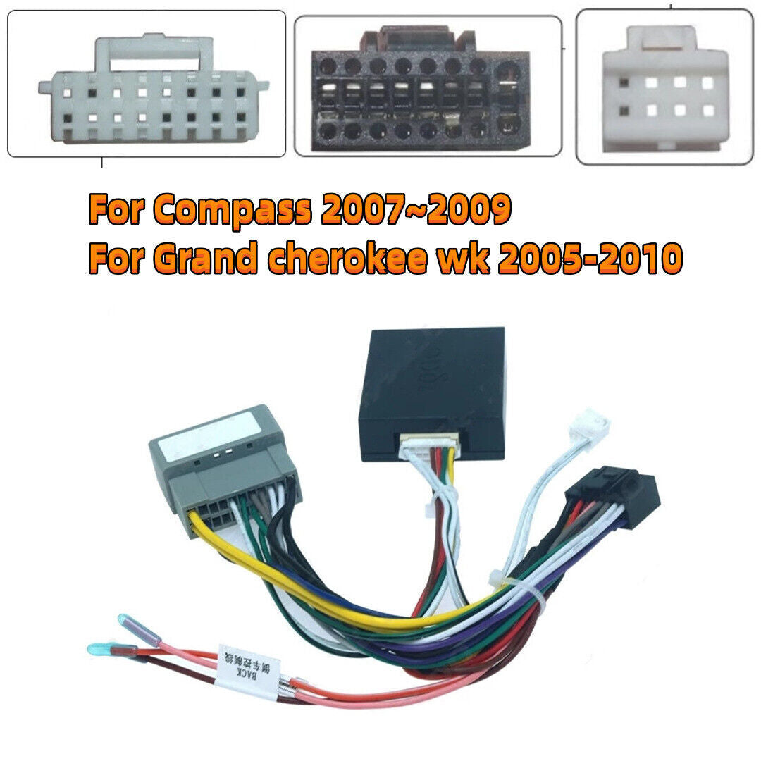 Car 16Pin Radio Wire Harness Power Cable +Canbus Box for Jeep for Grand Cherokee wk