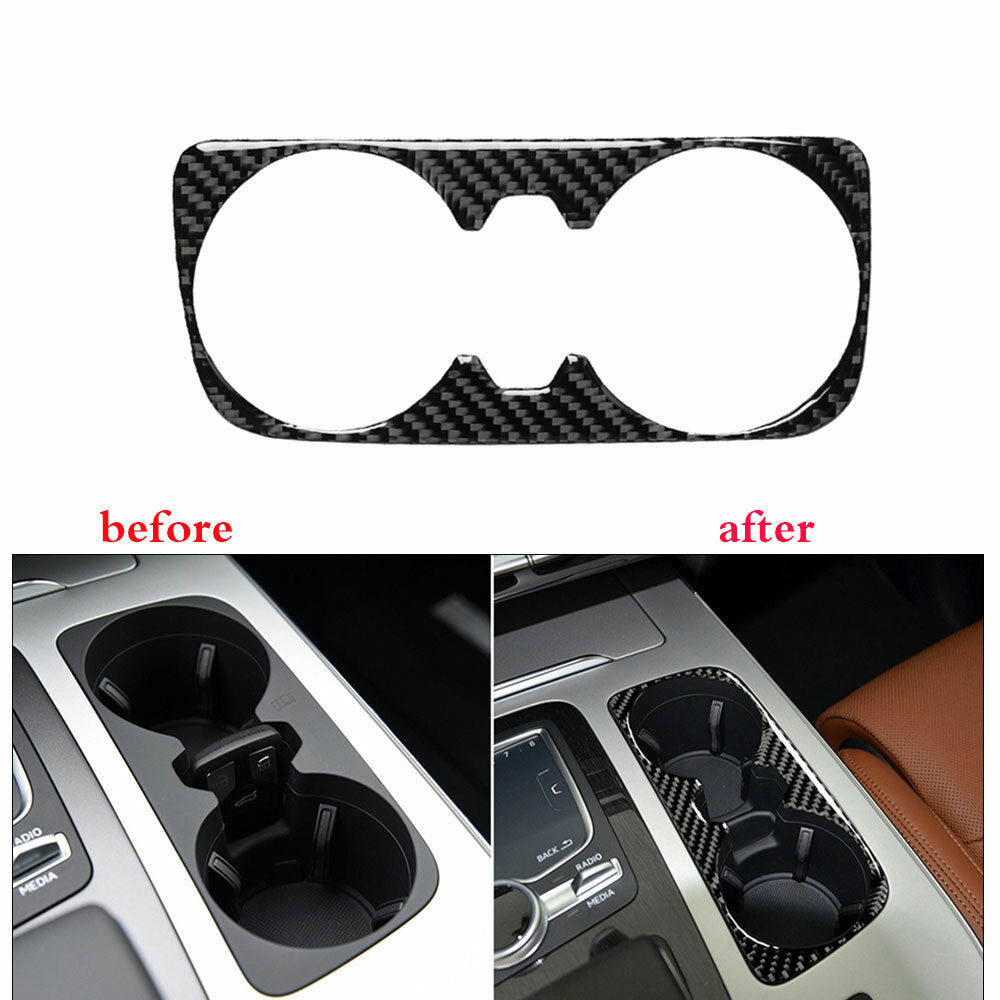 for Audi Q7 2016-2019 Carbon Fiber Water Cup Holder Panel Cover Trim Sticker