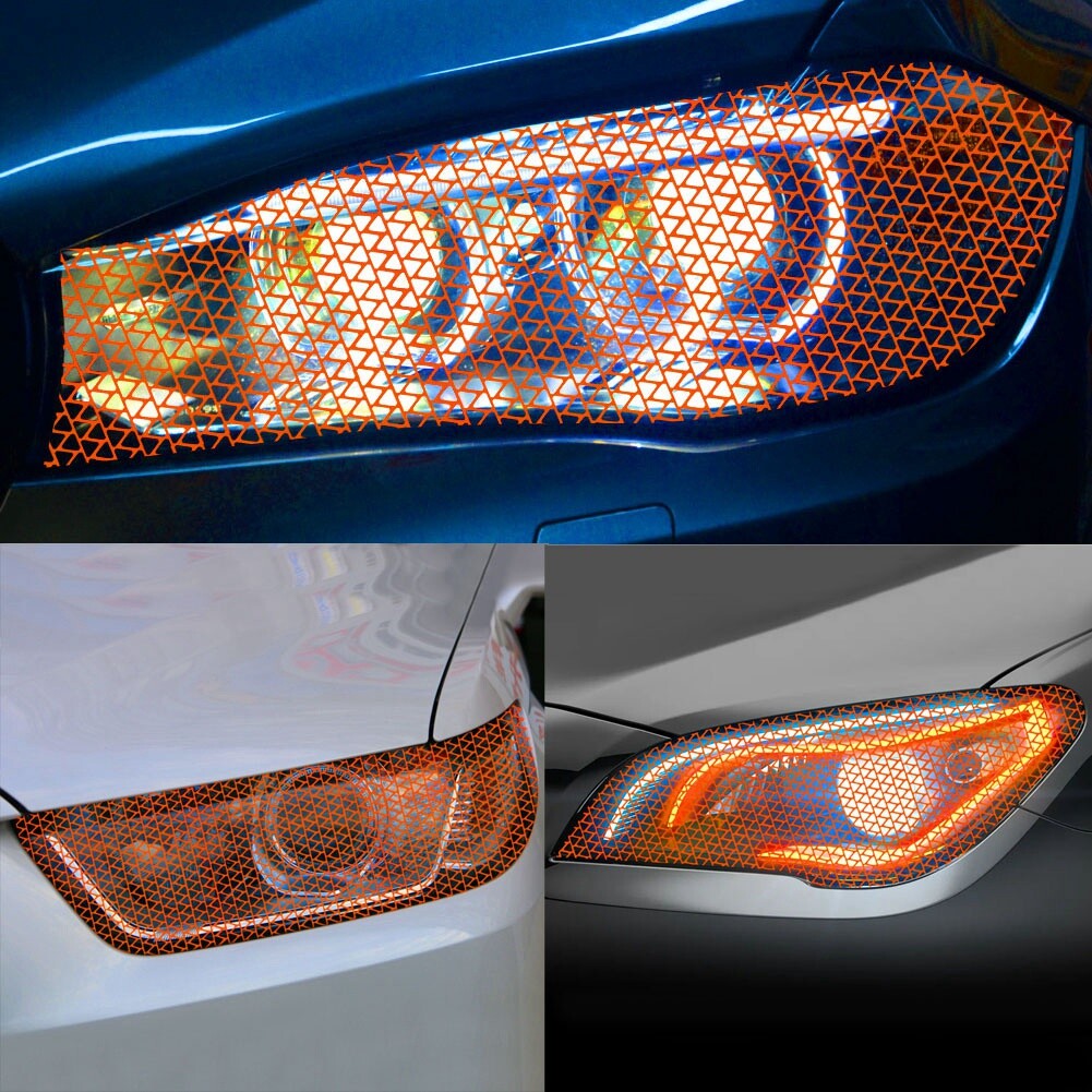 2Pack Car Rear Tail Light Lamp Stickers Honeycomb Type Decal Orange 4830cm