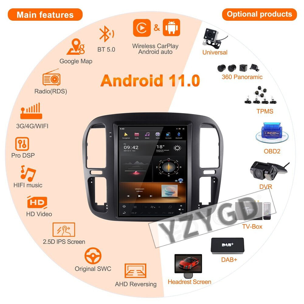 for Toyota for Land Cruiser LC100 1998-2002 256GB Car Stereo Radio Carplay Screen