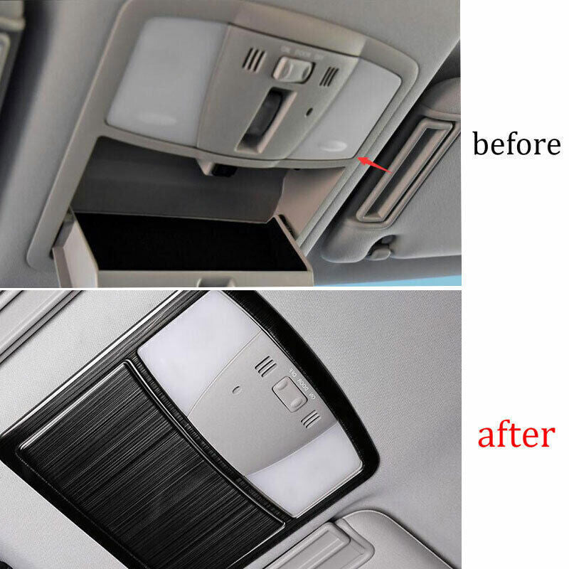 Black Steel Front Reading Lamp Frame Cover Trim for Nissan Armada Patrol 17-2024