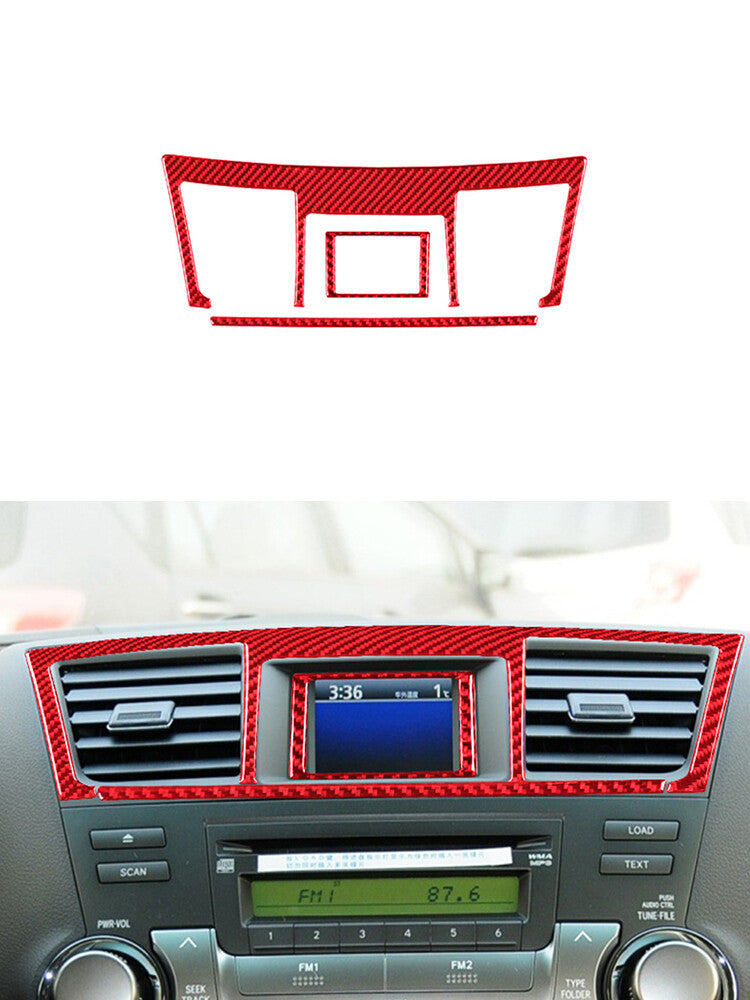 Red for Toyota Highlander 2008-2013 Central Control Vent Trim Cover Carbon Fiber