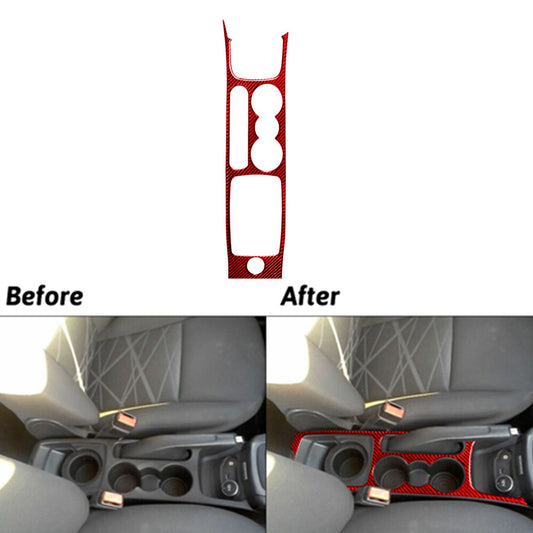 Red Carbon Fiber Center Floor Console Frame Cover Trim for Ford Fiesta 2011-2015