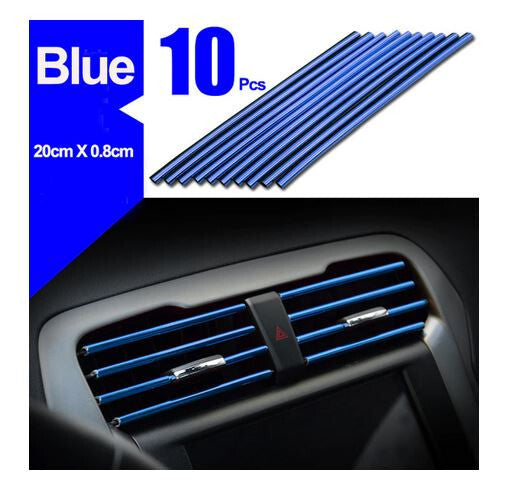 10-Piece Car Air Conditioner Socket Decorative Molded Strips in Blue, Suitable for VW