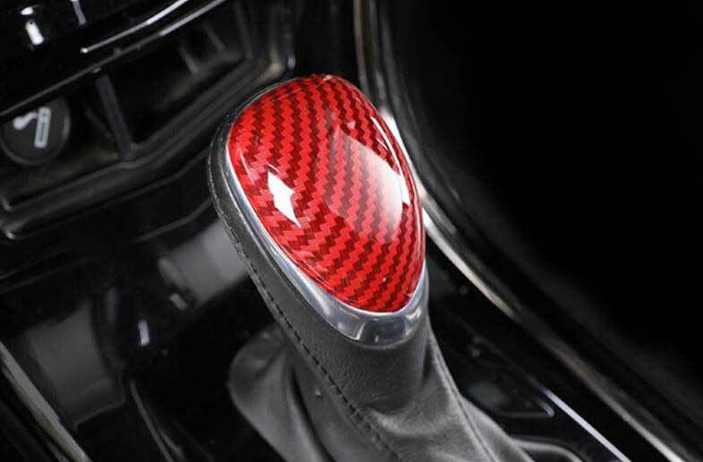 for Cadillac XTS 2013-2019 Red Carbon Fiber Console Gear Shift Knob Cover Trim